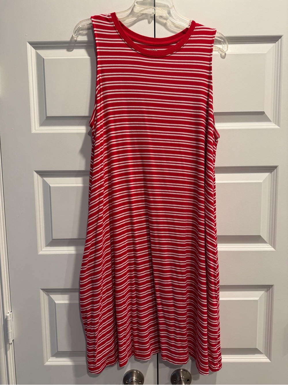 Time & Tru Sleeveless Red & White Striped Swing Dress
